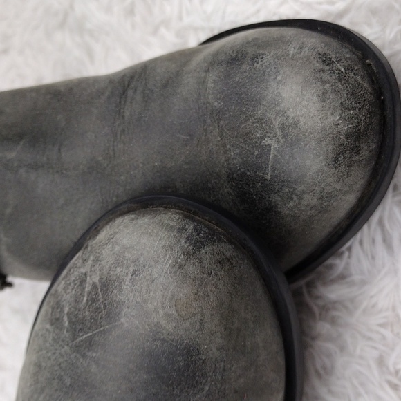 Sorel Lolla ll Quarry Gray Leather Strap Stud Chunky Heel Pull On Ankle Boot - Picture 15 of 16